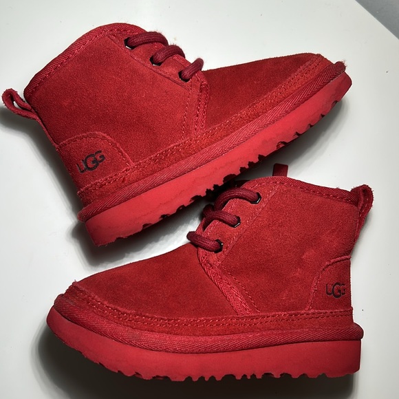 UGG Shoes Toddler 8 Neumel II Lace Up / Zip Deep Red Winter Booties - Picture 6 of 10